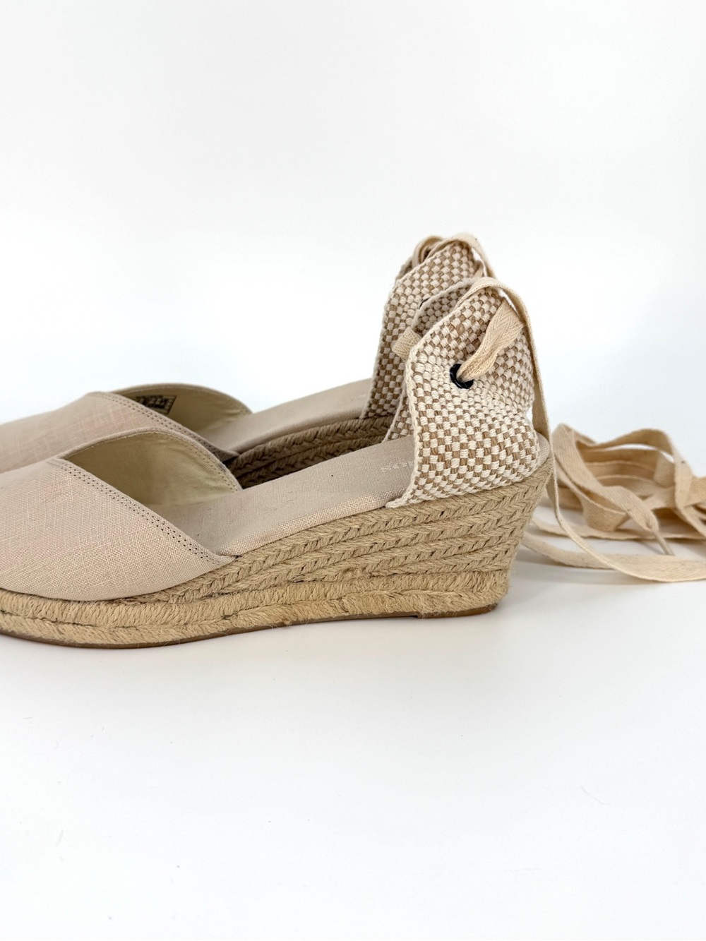 Soludos Lyon Ankle Wrap Espadrille LA Concha Ivory Women’s 9.5 Coastal Boho - Picture 5 of 8